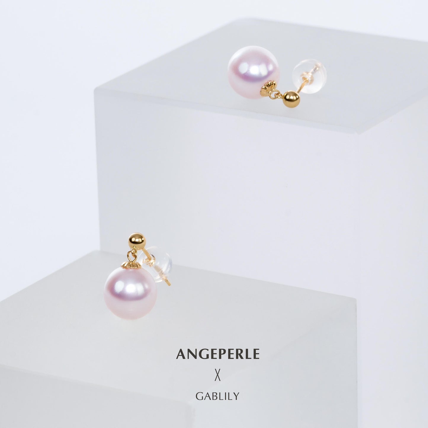 Akoya Pink Pearl Earrings Big Size Flexible: 8-9mm Seawater 18K Gold (TSGY021)