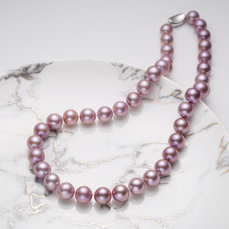 Necklace, Lu Lu Tong, Earrings Edison Purple Pearl Three-piece Gift Box : Necklace 9-11mm, Lu Lu Tong 10-11mm, earrings 10-11mm  Freshwater S925 Silver (TSYJ005)