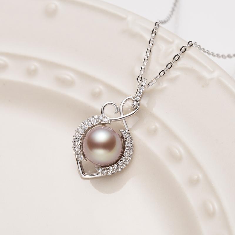 Designer Edison Purple Pearl Pendant ：8-8.5mm Freshwater S925 Silver (TSJY027)