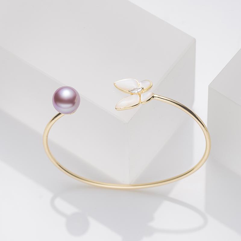 Butterfly Edison Purple Pearl Bracelet ：10-11mm Freshwater Alloy (zpsl011)