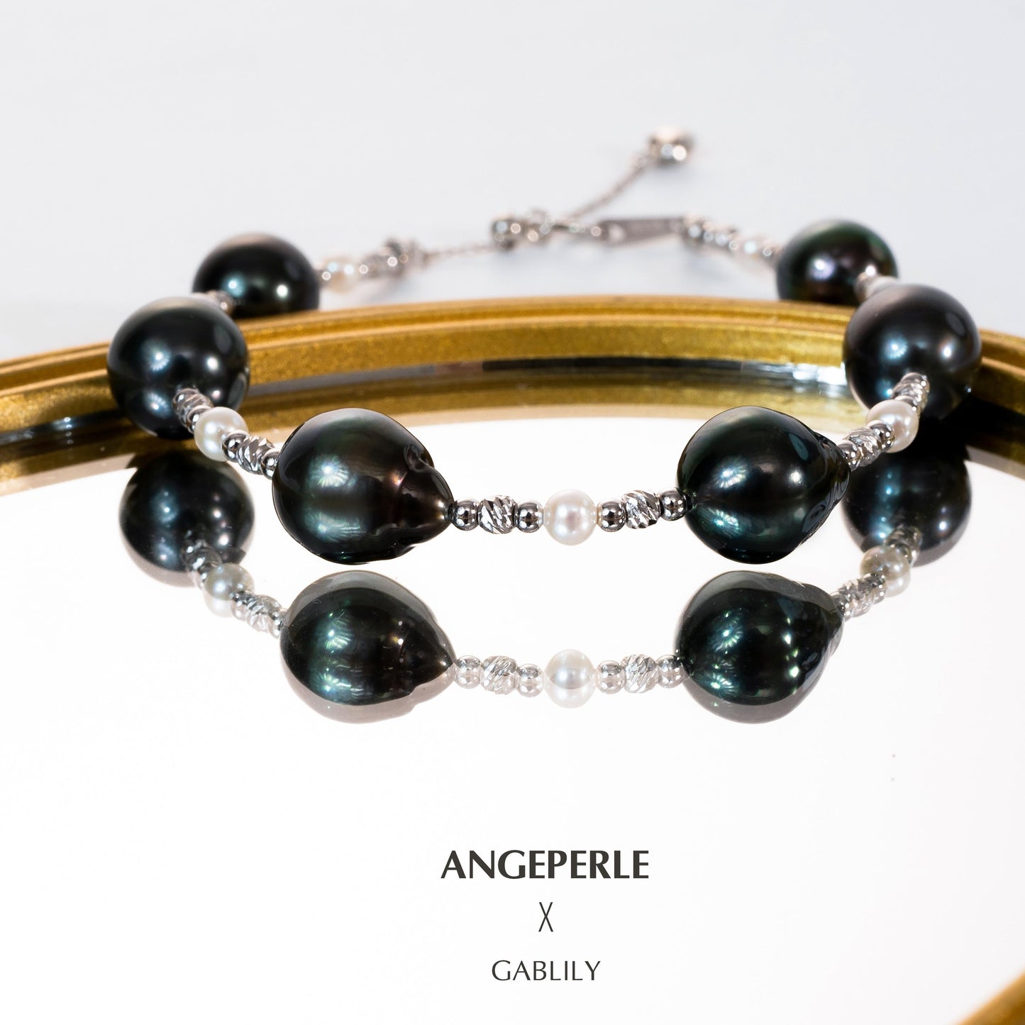 Tahitian Baroque Pearl Bracelet ：9-10mm Tahitian Baroque Seawater/3-4mm Freshwater S925 Silver (TSJCY324)