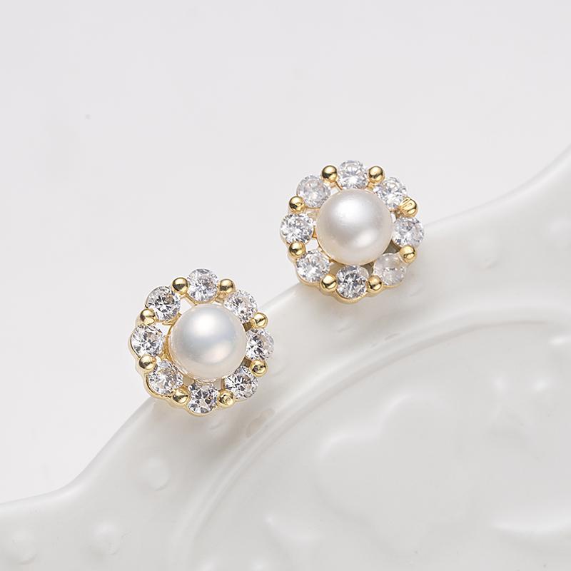 Garden Baby Pearl Earrings ：5-6mm Freshwater Alloy (zpdw053)