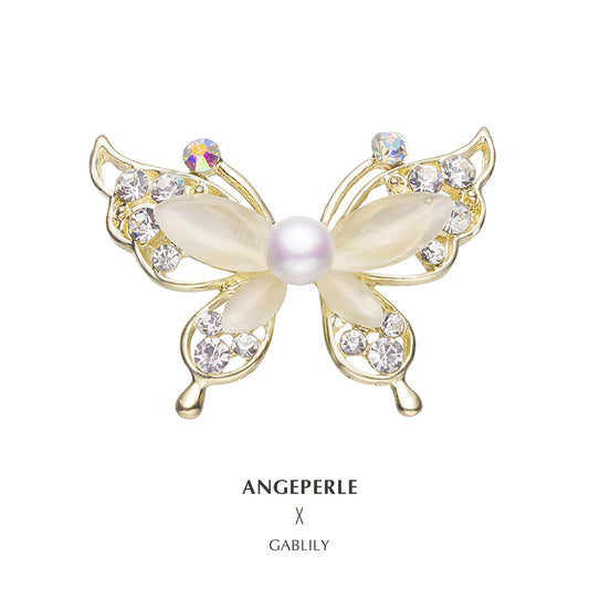 Flower Fairy Butterfly Pearl Brooch: 7-8mm Freshwater Alloy (TSJH002)