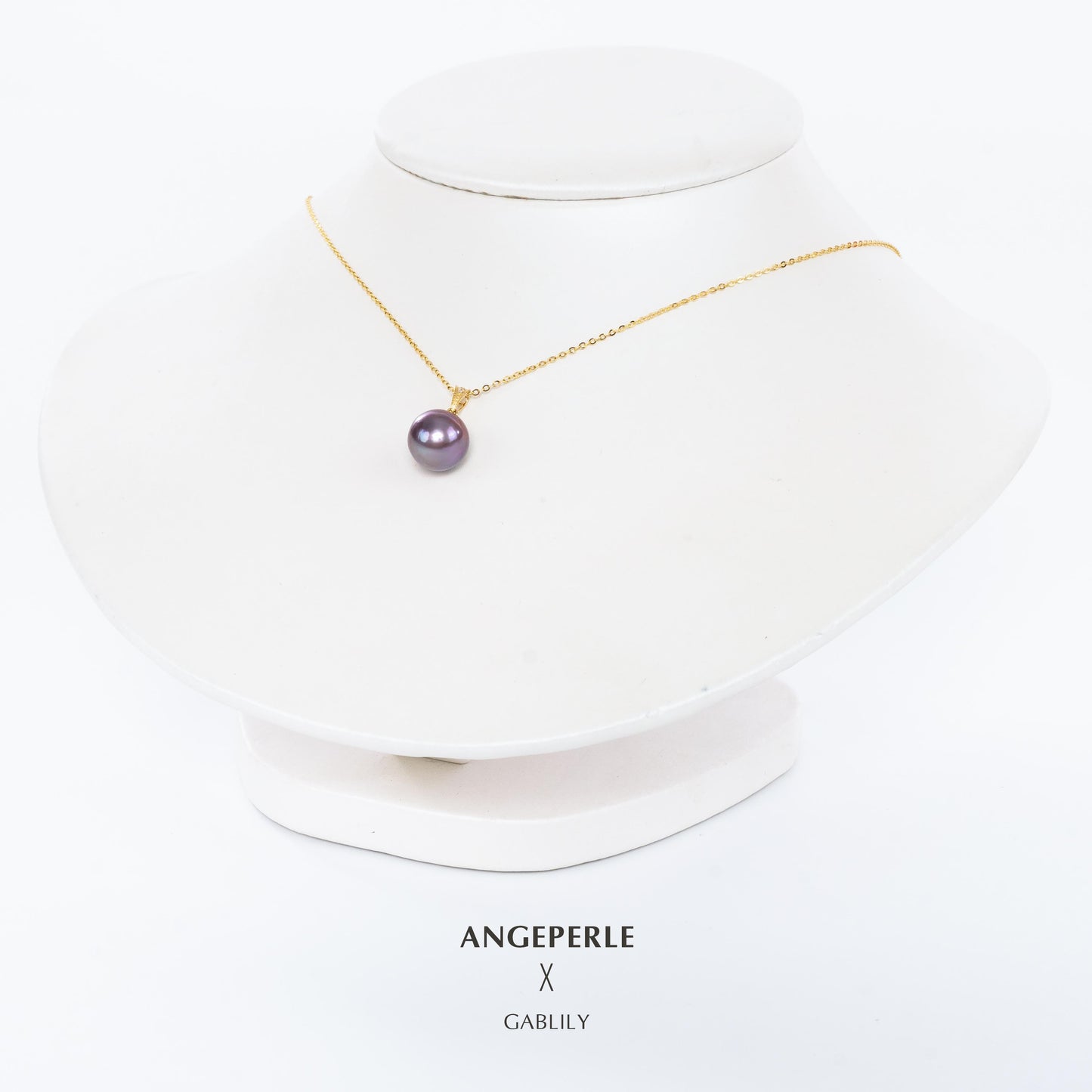 10-11mm Purple Culture Freshwater Edison Pearl  Pendant with Gold Plated Sterling Sliver Chain