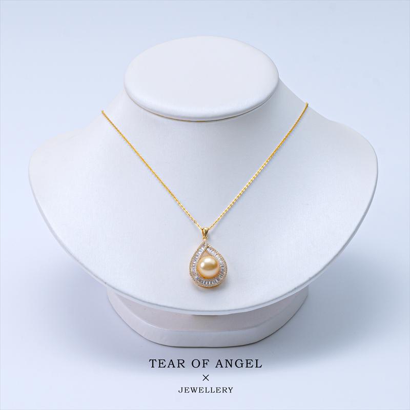 11-12mm Golden South Sea Seawater Pearl S925 Silver Pendant by ANGEPERLE