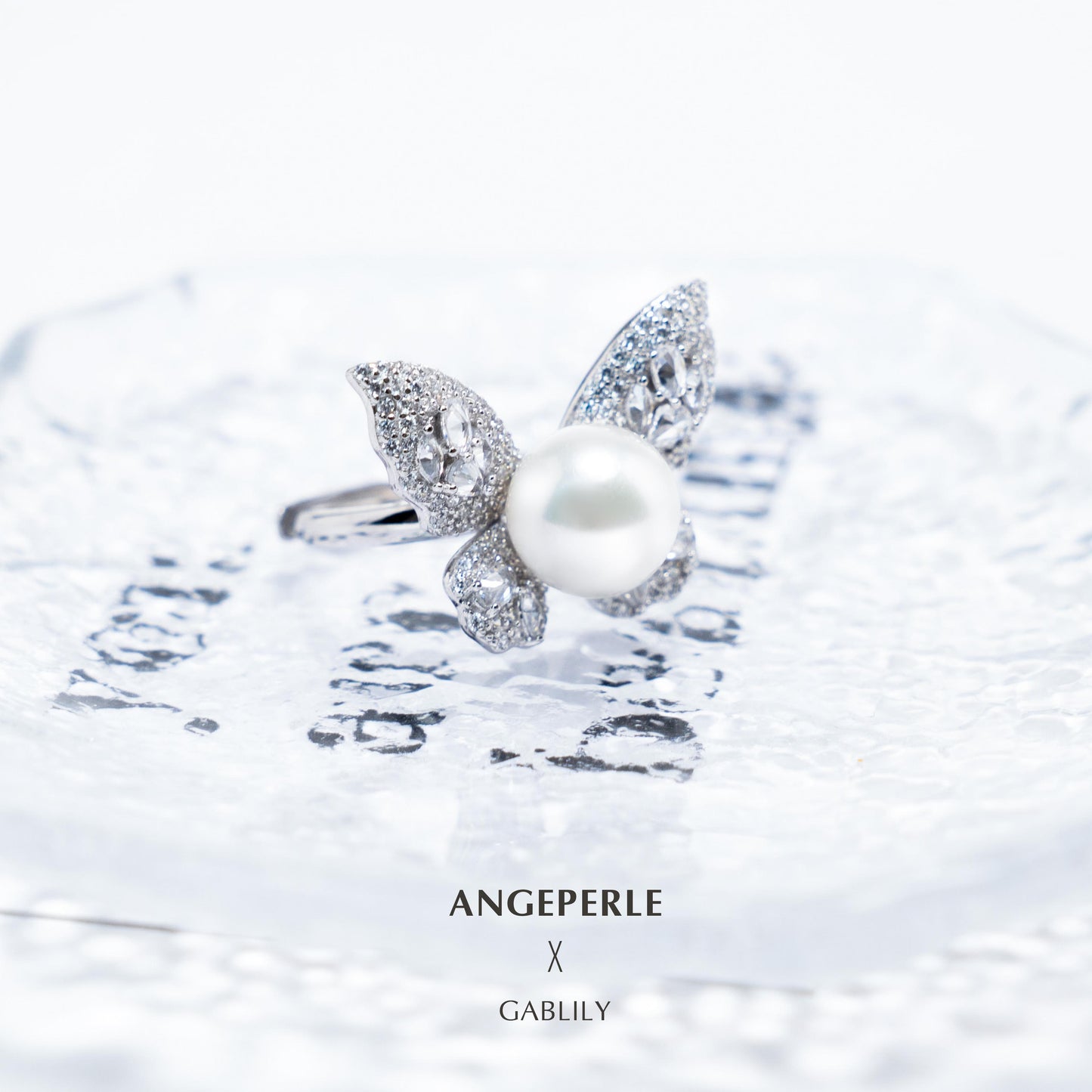 Gablily Butterfly Pearl Ring: 9-10mm Freshwater S925 Silver (TSSLF32)