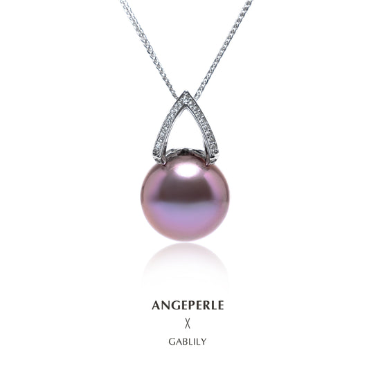 Interlaced Space-Time Edison Purple Pearl Pendant：13-14mm Freshwater S925 Silver (TSSLF12)