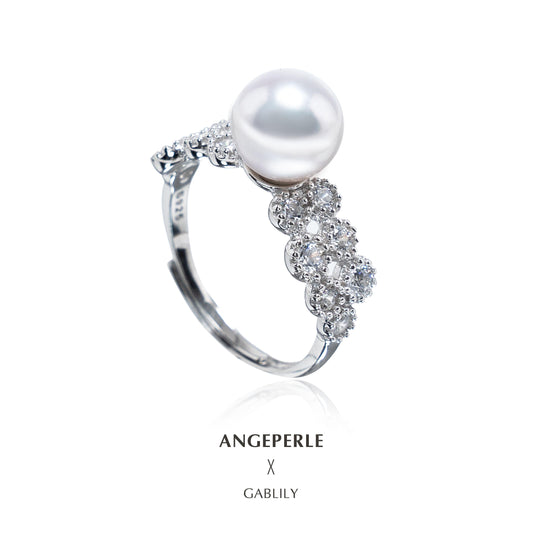 Akoya White Big Size Pearl Ring: 8-9mm Seawater S925 Silver (TSJCY866)