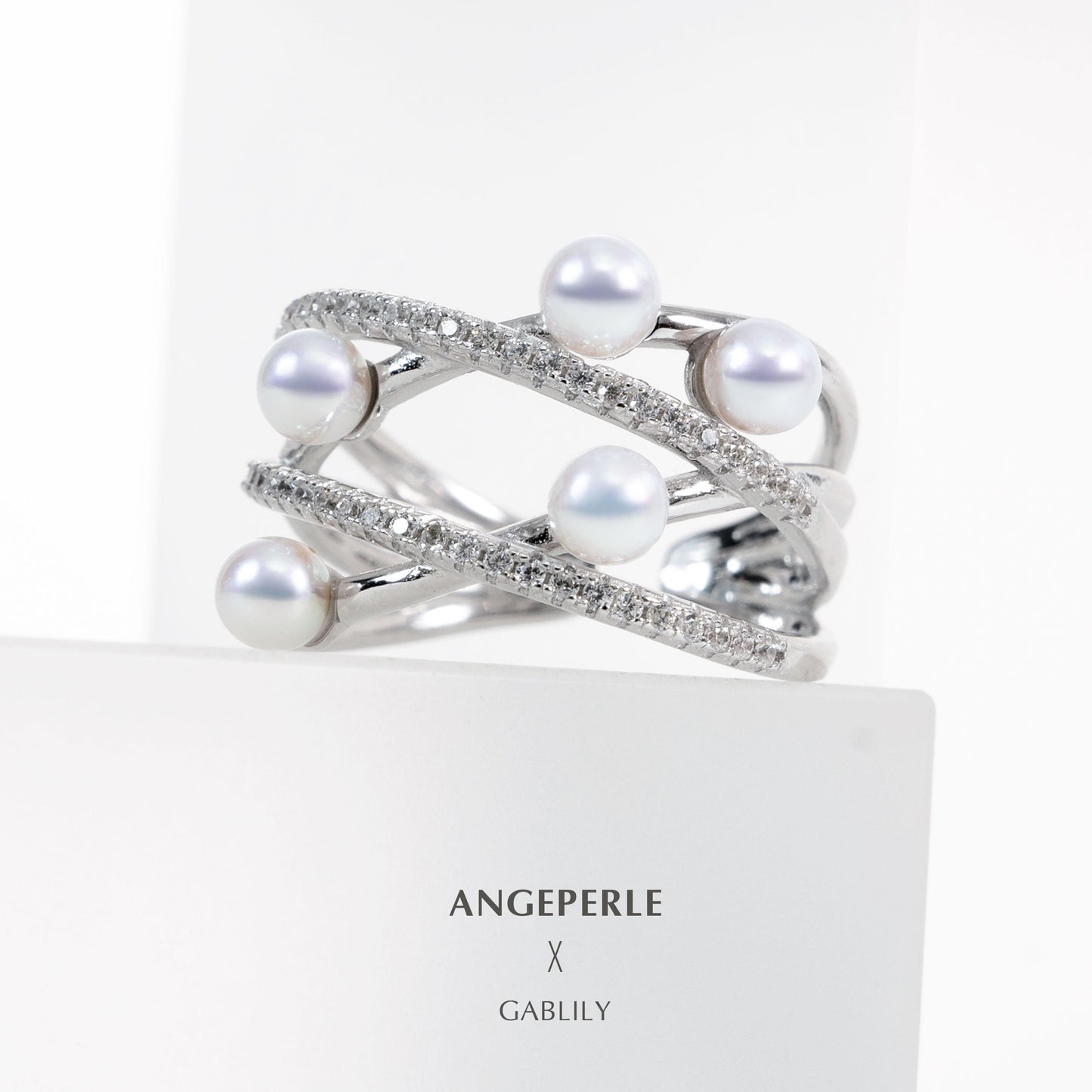 Gablily Loop By Loop Baby Pearl Ring: 3.5-4mm Freshwater S925 Silver (TSJCY776)