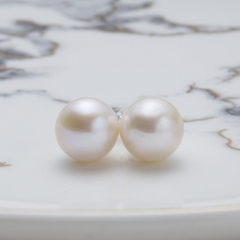 Gablily Classic Pairing Pearl Earrings: 10-11mm Freshwater S925 Silver (TSZL821)