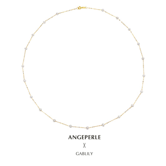 Gablily Small Baby Pearl Star Necklace: 3-4mm Freshwater 18K Gold Chain (zpbj036)