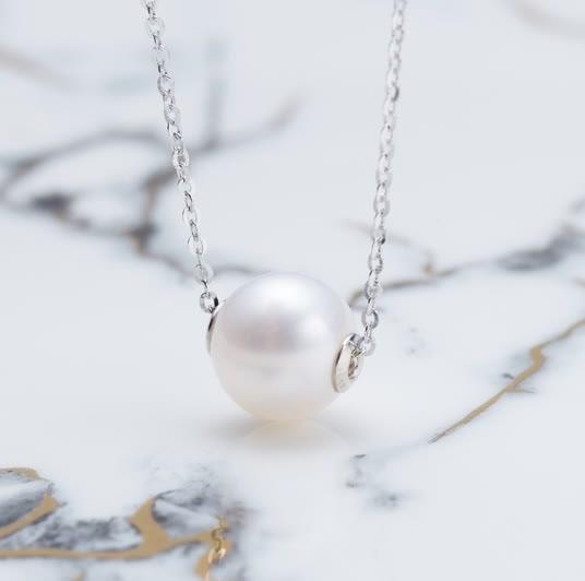 Gablily Lu Lu Tong White Pearl Pendant：8-9 mm Freshwater S925 Silver (BJ332)