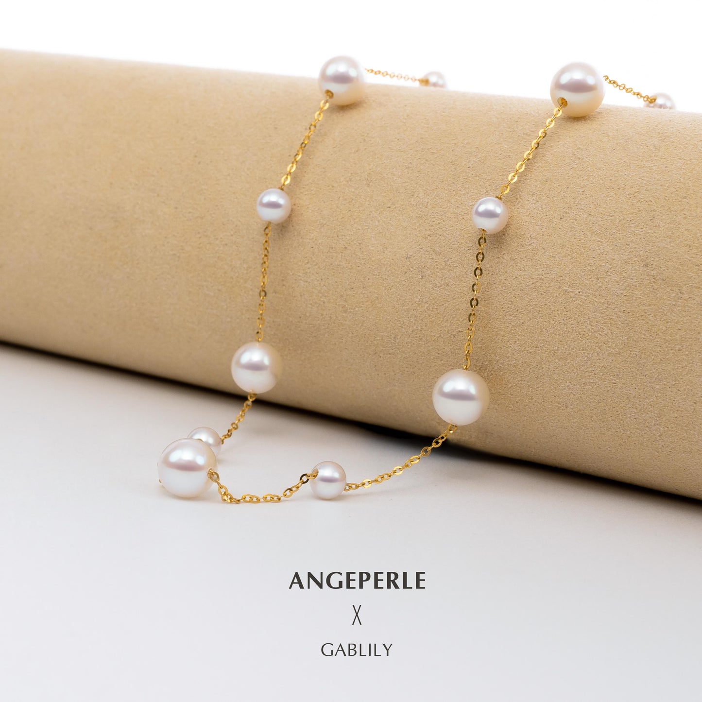 Gablily Large And Small Pearl Star Necklace: 4.5-5/7-8mm Freshwater 18K Gold (TSGY086)