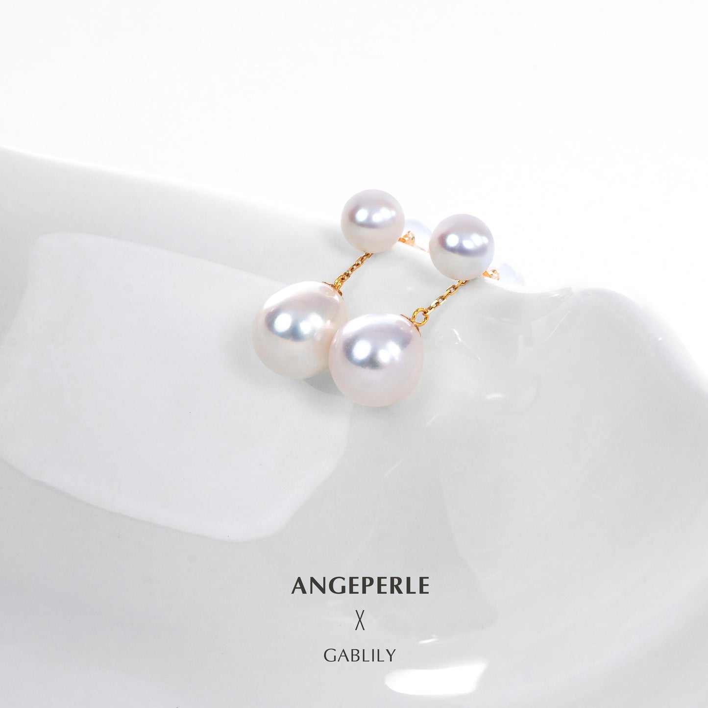 Droplet Shaped And Round Pearl Combination Earrings: 6-7/9-10mm Freshwater 18K Gold (TSJCY162)