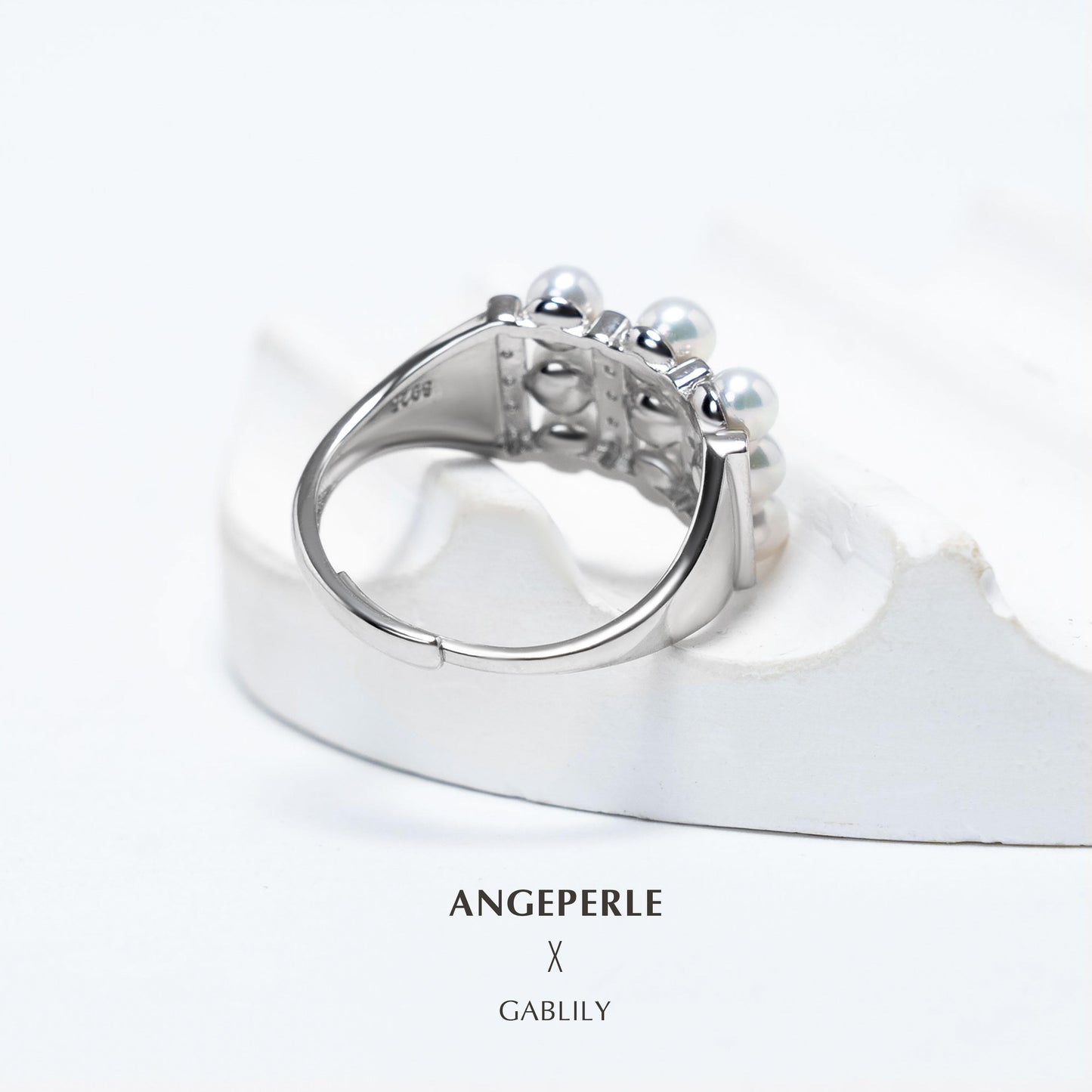 Gablily White Baby Pearl Ring: 3-4mm Freshwater S925 Silver (TSSLF01)