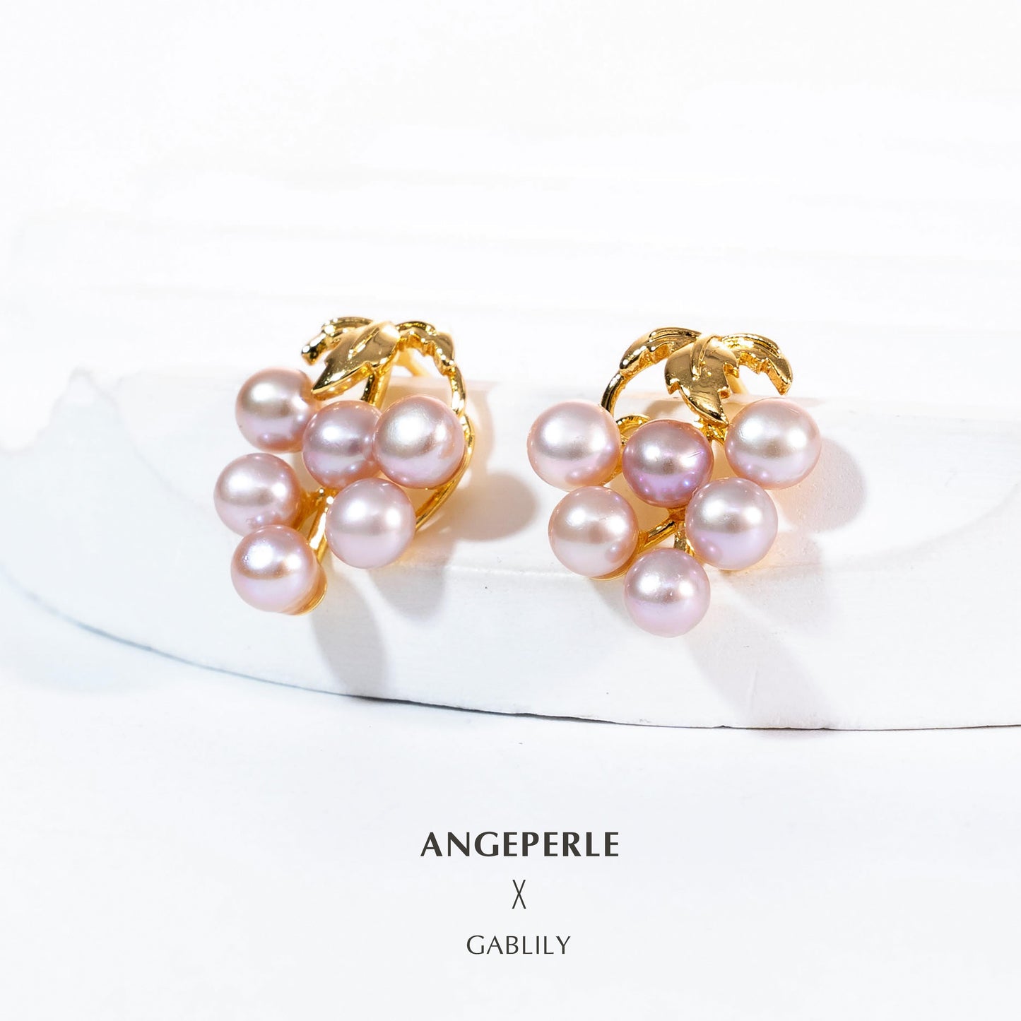 Grape Shape Purple Pearl Earrings : 4-5mm Freshwater Alloy (TSYM091)