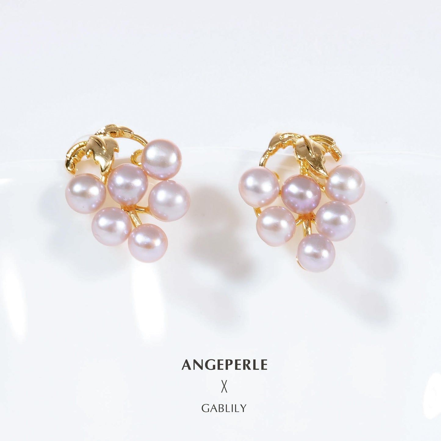 Grape Shape Purple Pearl Earrings : 4-5mm Freshwater Alloy (TSYM091)