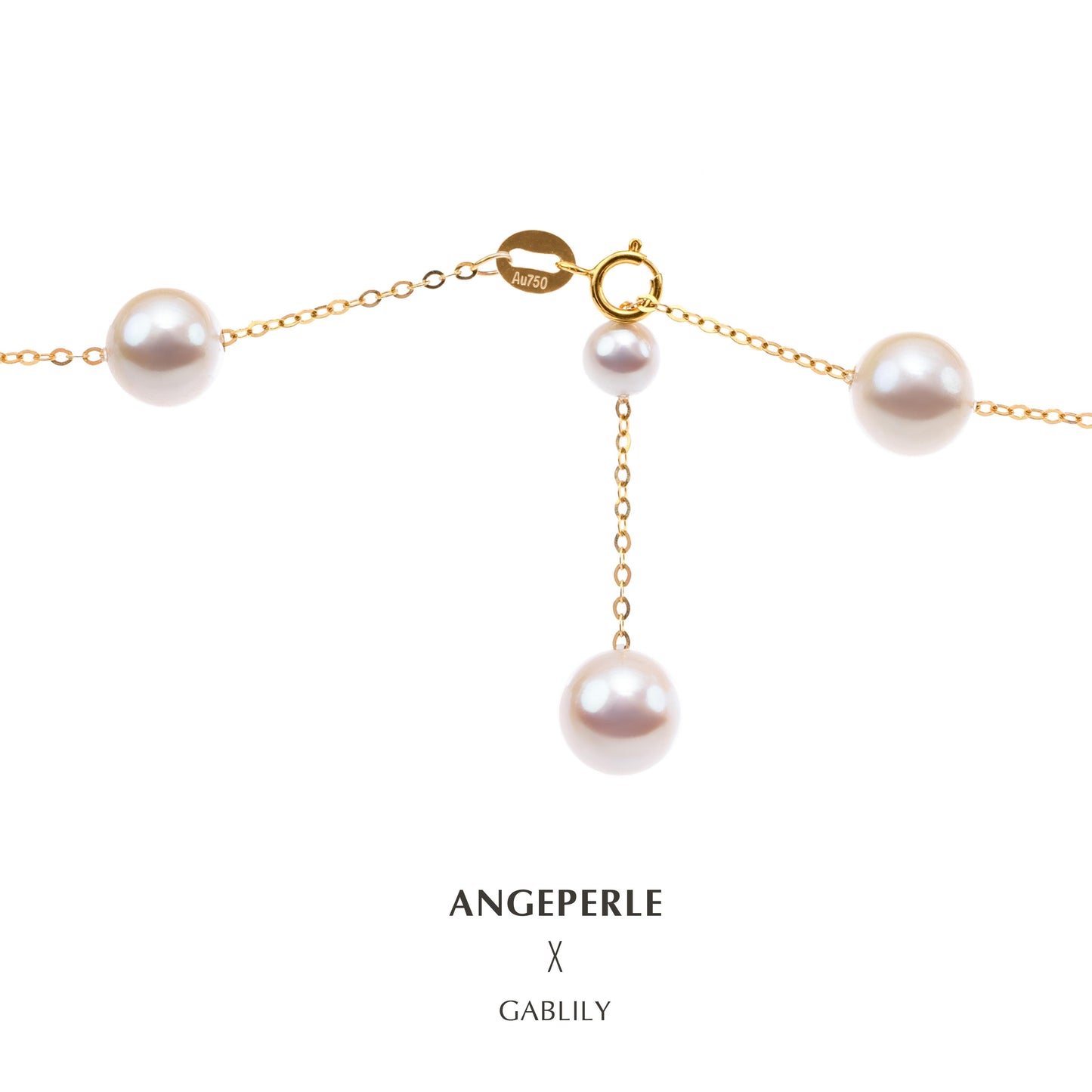 Gablily Large And Small Pearl Star Necklace: 4.5-5/7-8mm Freshwater 18K Gold (TSGY086)