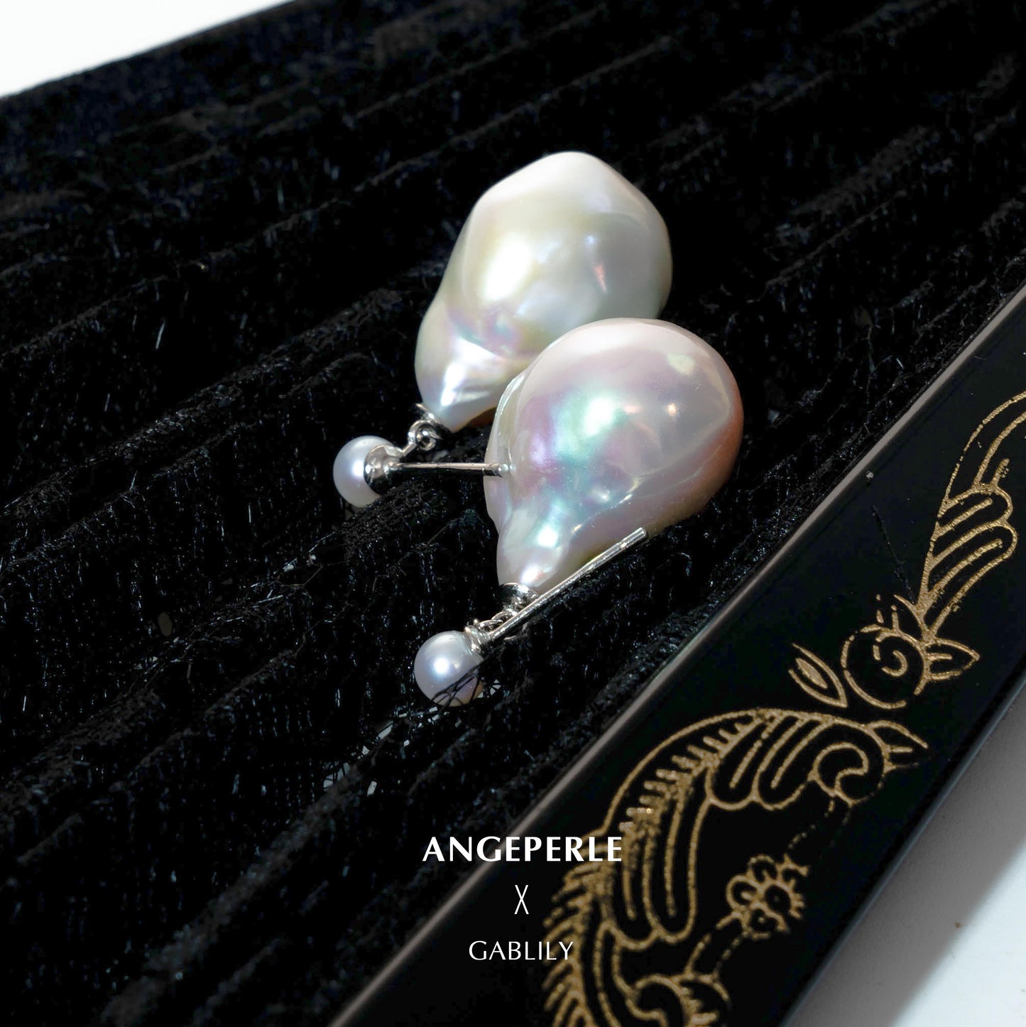 Gablily Double Bead Baroque Earrings ：13-16/4-5mm Freshwater S925 Silver (TSJCY370)