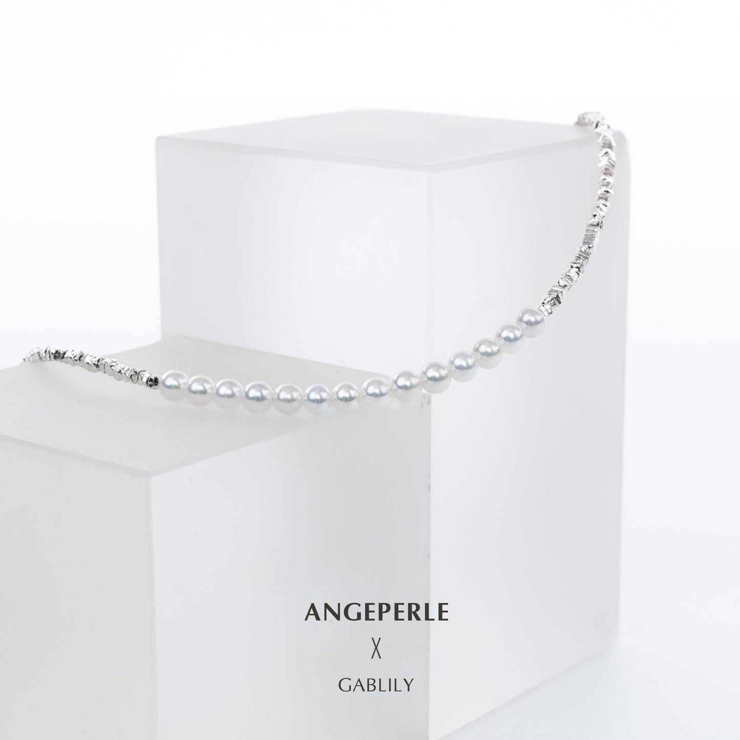 Gablily Broken Silver Millet Beads Smile Necklace: :3-4mm Freshwater S925 Silver (TSAW073)