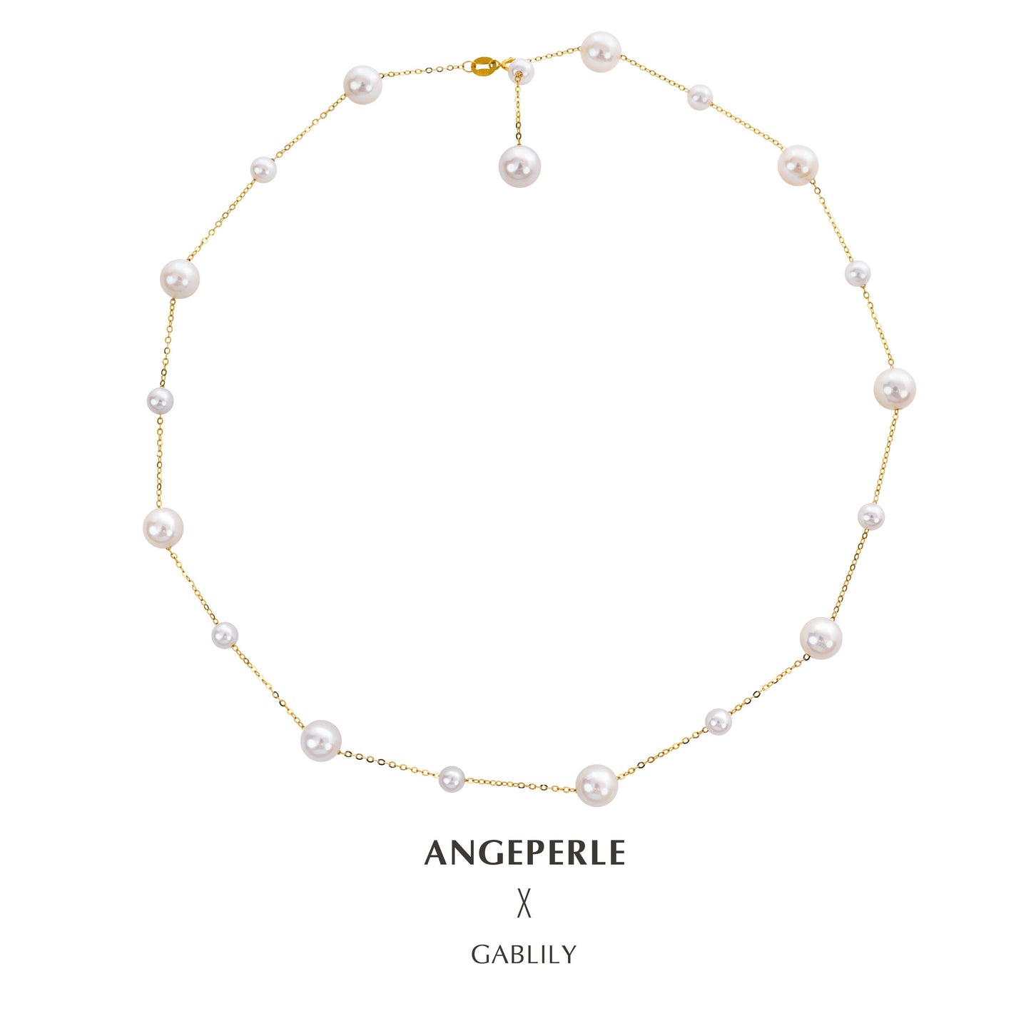 Gablily Large And Small Pearl Star Necklace: 4.5-5/7-8mm Freshwater 18K Gold (TSGY086)