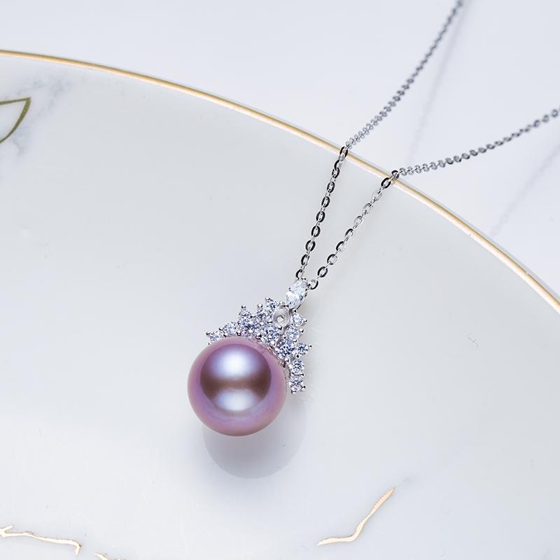 Edison Purple Snowy Crown High Quality Pearl Pendant: 11-12mm Freshwater S925 Silver (SZJY013)