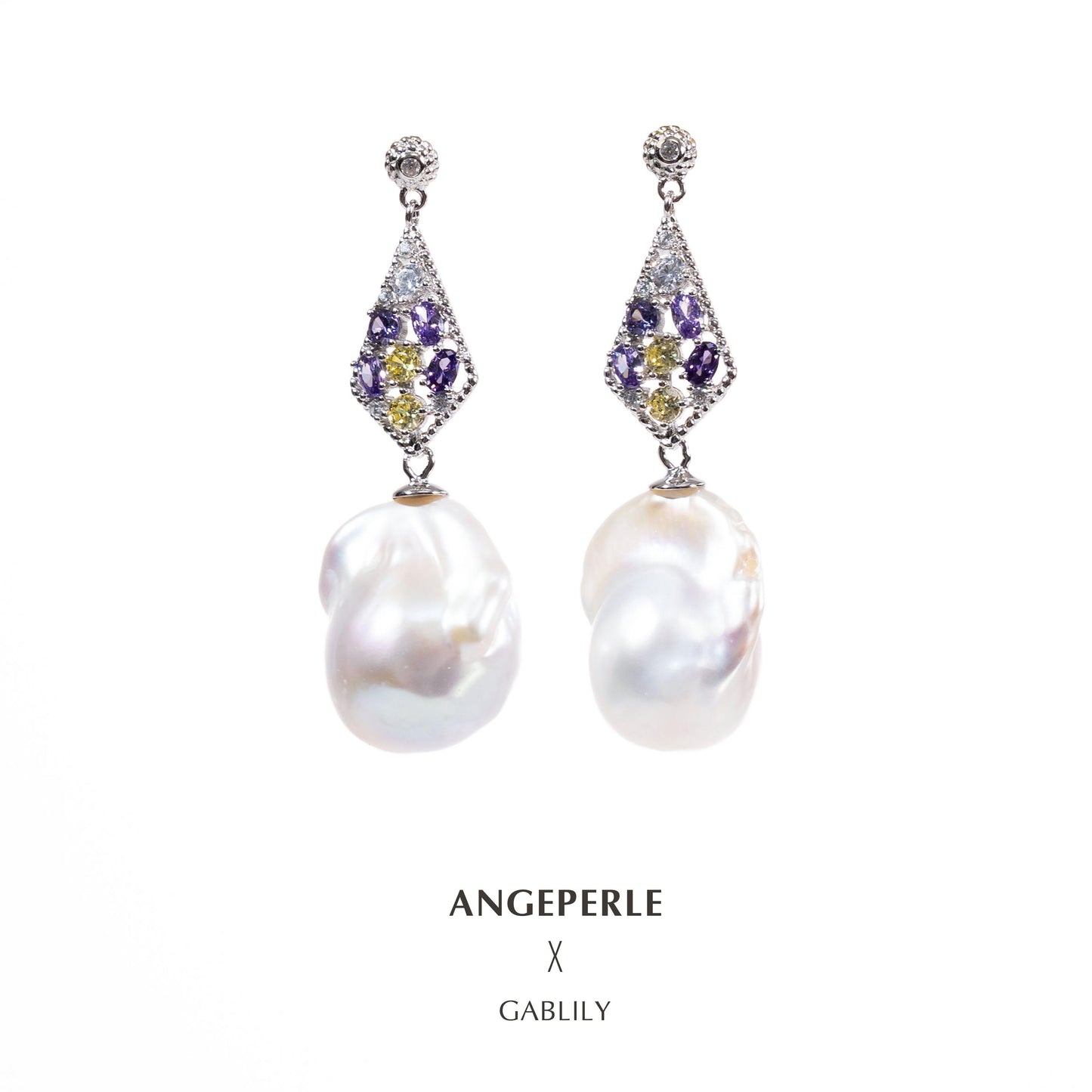 Gablily Baroque Ornate Pearl Earrings: 13-20mm Freshwater S925 Silver (TSJCY603)