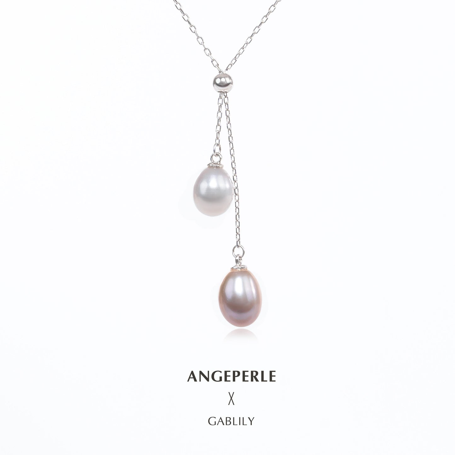 Teardrop-Shaped White And Purple Two-tone Pearl Pendant：7-8mm Freshwater S925 Silver (zpjcy282)