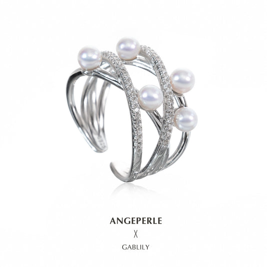 Gablily Loop By Loop Baby Pearl Ring: 3.5-4mm Freshwater S925 Silver (TSJCY776)