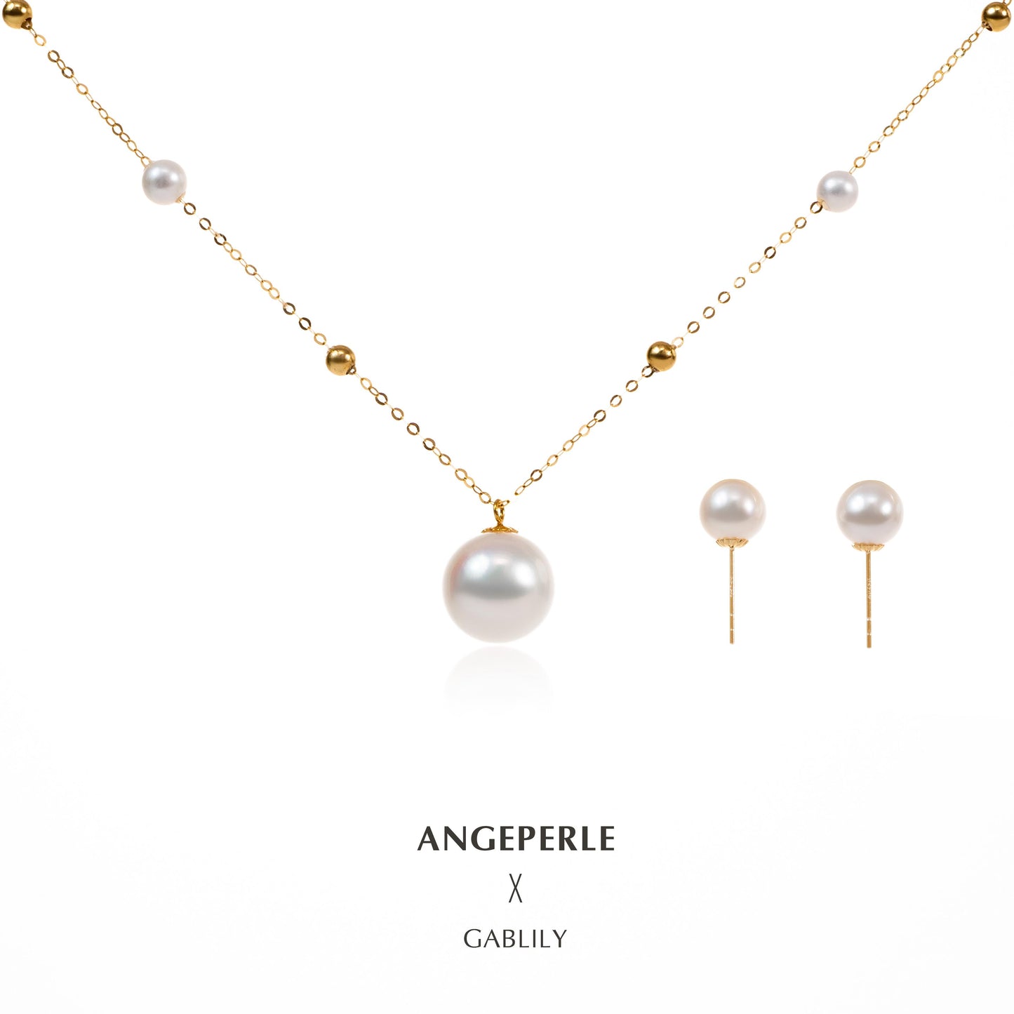 Gablily Big And Small Pearl Pendant Free Earrings: 3-4/4.5-5/8-9mm; earrings 6-7mm Freshwater 18K Gold (TSGY100)