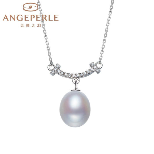 Smile Chain Pearl Pendant ：9-10mm Freshwater S925 Silver (TSSZ221)