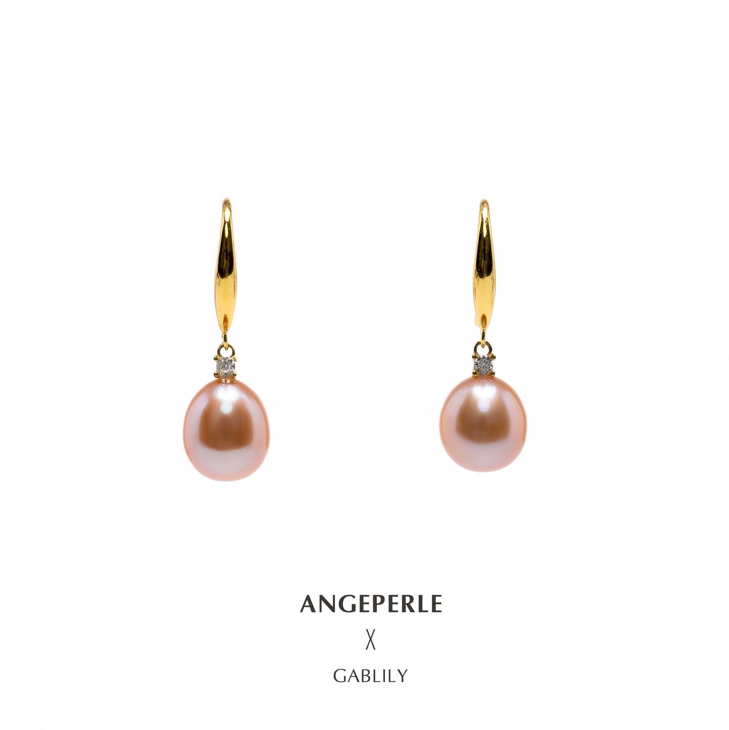 Drop-shaped Dry Rose Pink Color Pearl Earrings：8-9mm Freshwater S925 Silver (TSJCY810)