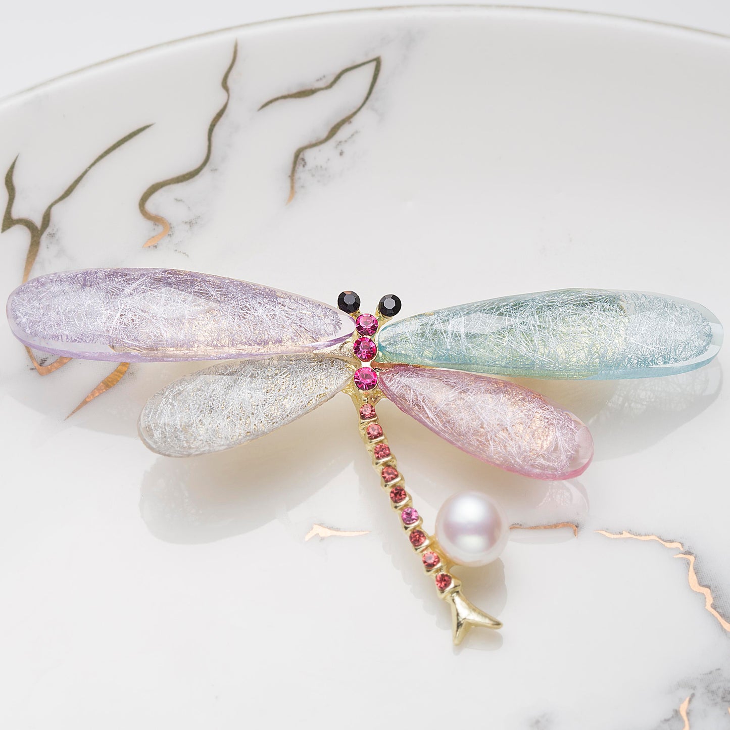 Colorful Dragonfly Pearl Brooch Welfare Products：7-8mm Freshwater Alloy (TSBJ070)