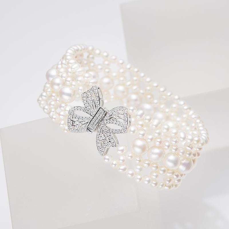 Dreamy Pearl Bracelet: 3-4/6-7mm Freshwater Alloy (zpsl010)