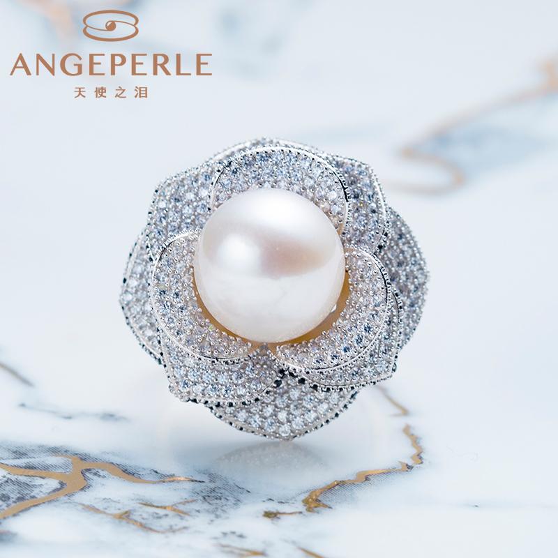 Gablily Silver Rose Pearl Ring : 11-12mm Freshwater S925 Silver (TSBJ617)