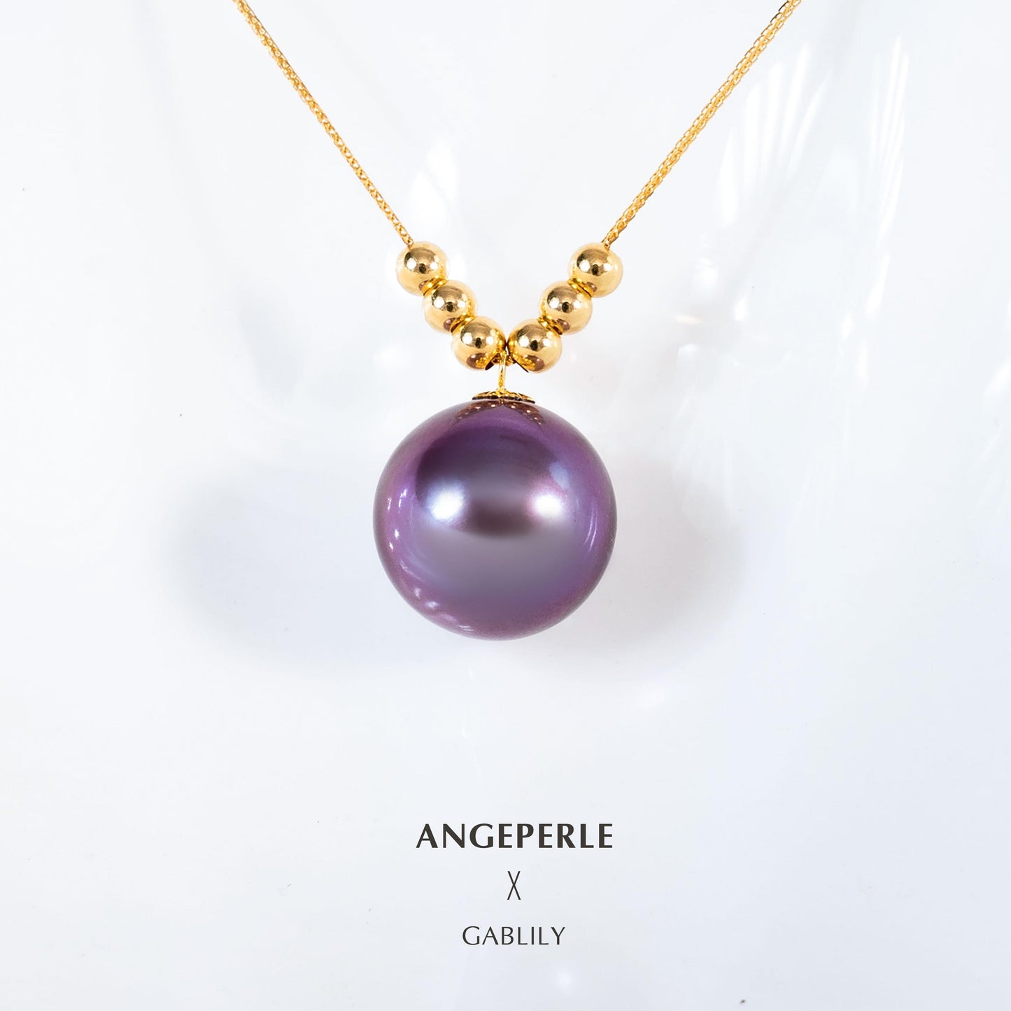 CGRL Certificate Chopin Chain 6+1 Purple Pearl Pendant: 10-11mm Freshwater 18K Gold (TSJCY725)