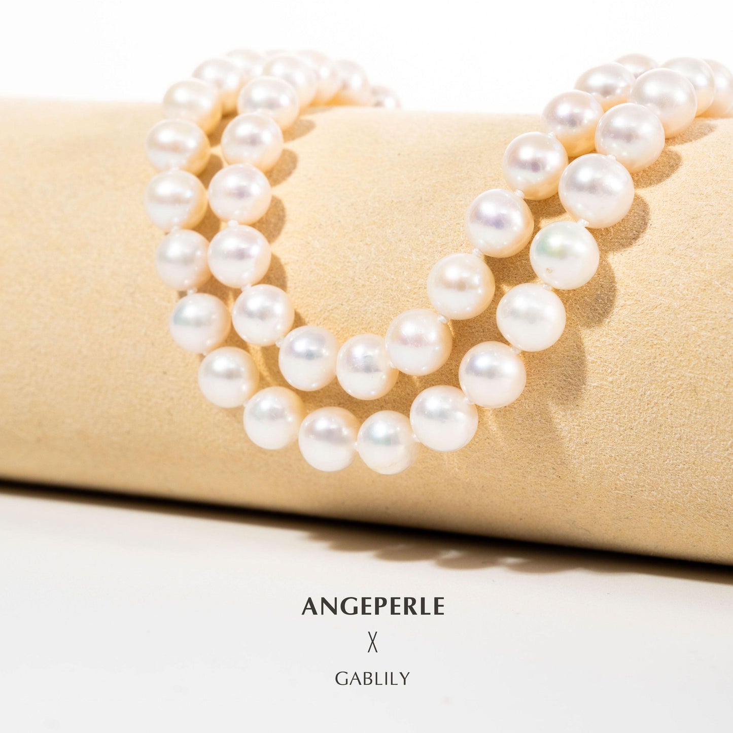 Gablily Double Circle White Pearl Necklace: 6.5-7.5mm Freshwater S925 Silver (TSJCY566)