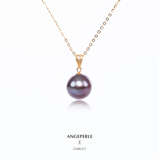 10-11mm Purple Culture Freshwater Edison Pearl  Pendant with Gold Plated Sterling Sliver Chain