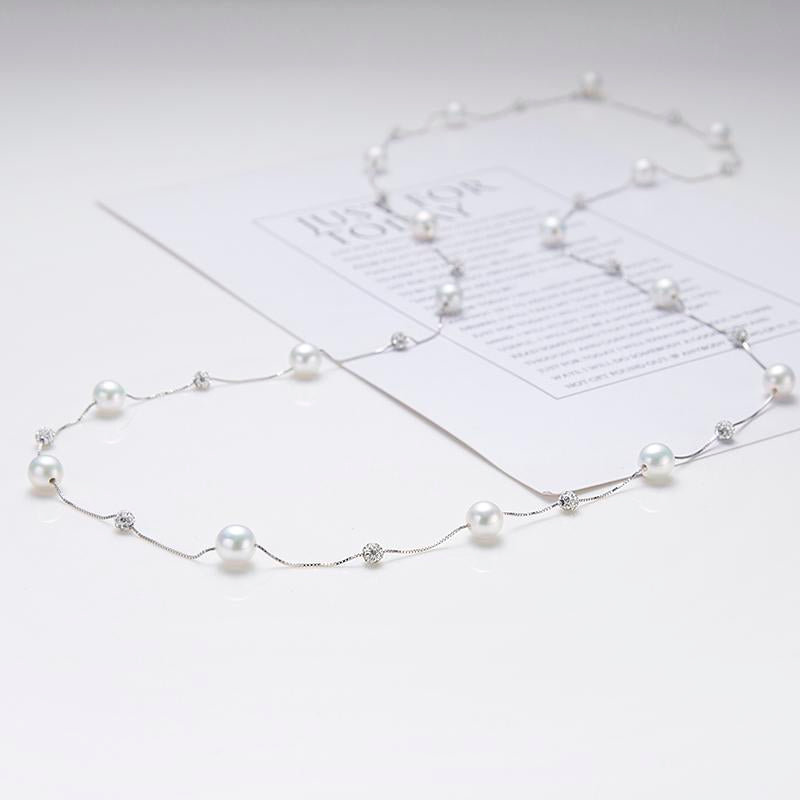 Starry Sky Design Pearl Necklace Big And Small Beans：7-8mm Freshwater S925 Silver (tSSz130)