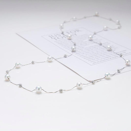 Starry Sky Design Pearl Necklace Big And Small Beans：7-8mm Freshwater S925 Silver (tSSz130)