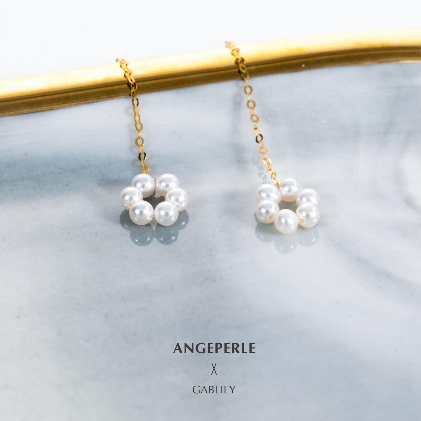 Gablily Small Flower Hoop Earrings High Quality: 3-4mm Freshwater 18K Gold (TSJCY769)