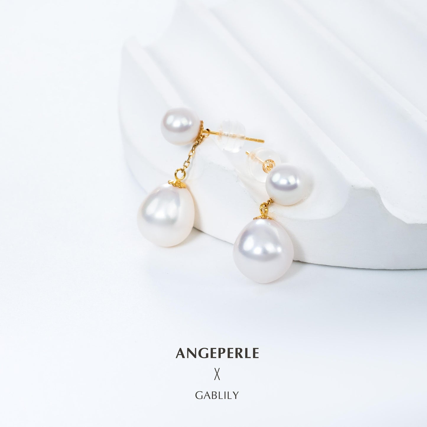 Droplet Shaped And Round Pearl Combination Earrings: 6-7/9-10mm Freshwater 18K Gold (TSJCY162)