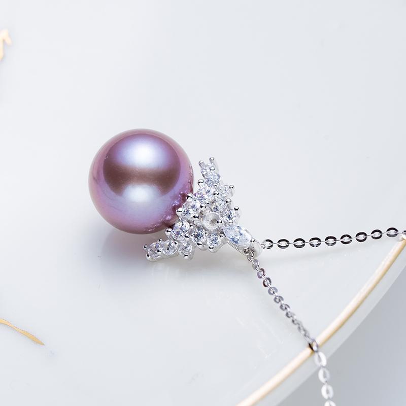 Edison Purple Snowy Crown High Quality Pearl Pendant: 11-12mm Freshwater S925 Silver (SZJY013)