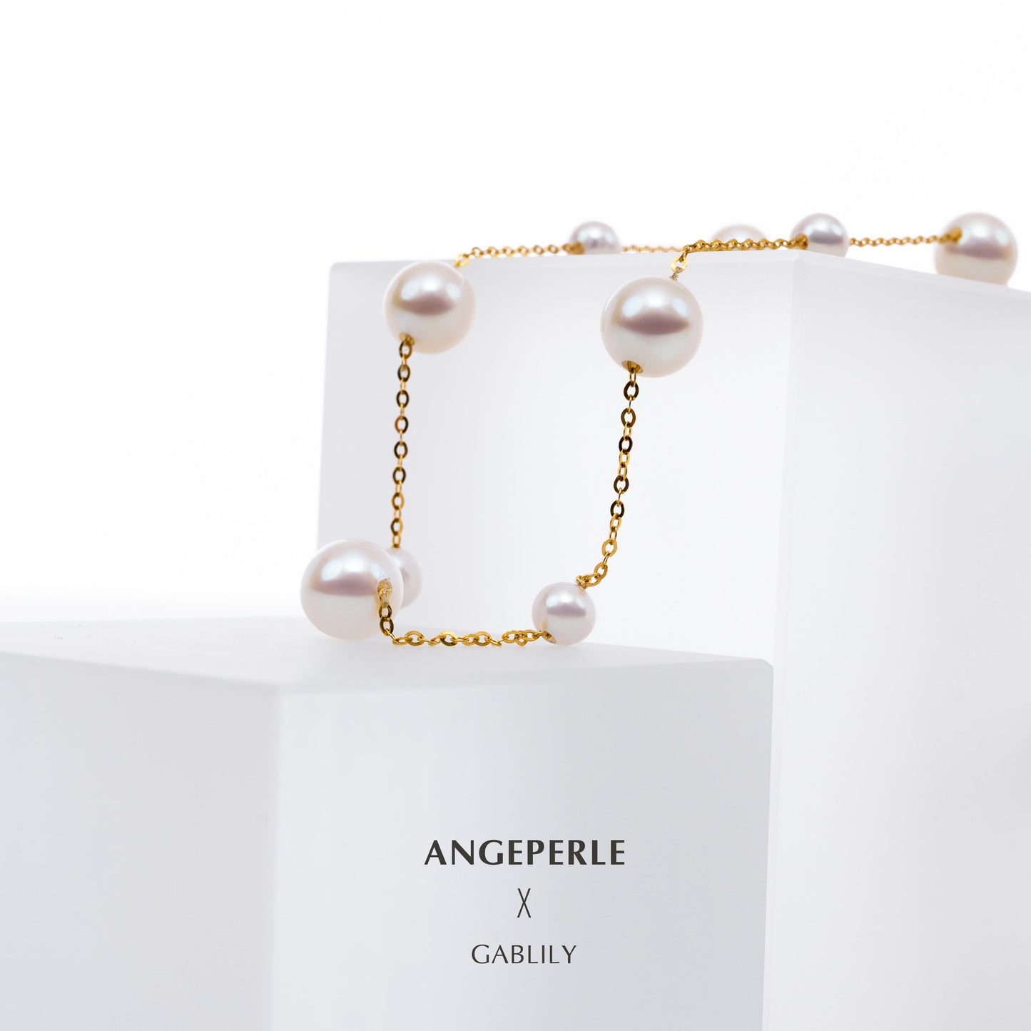 Gablily Large And Small Pearl Star Necklace: 4.5-5/7-8mm Freshwater 18K Gold (TSGY086)