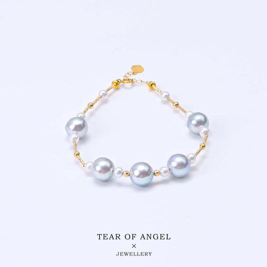 Akoya Madama Blue Rose Pearl Bracelet Design Sense: 3-4/8-9mm Seawater 18K Gold (zpgy172)