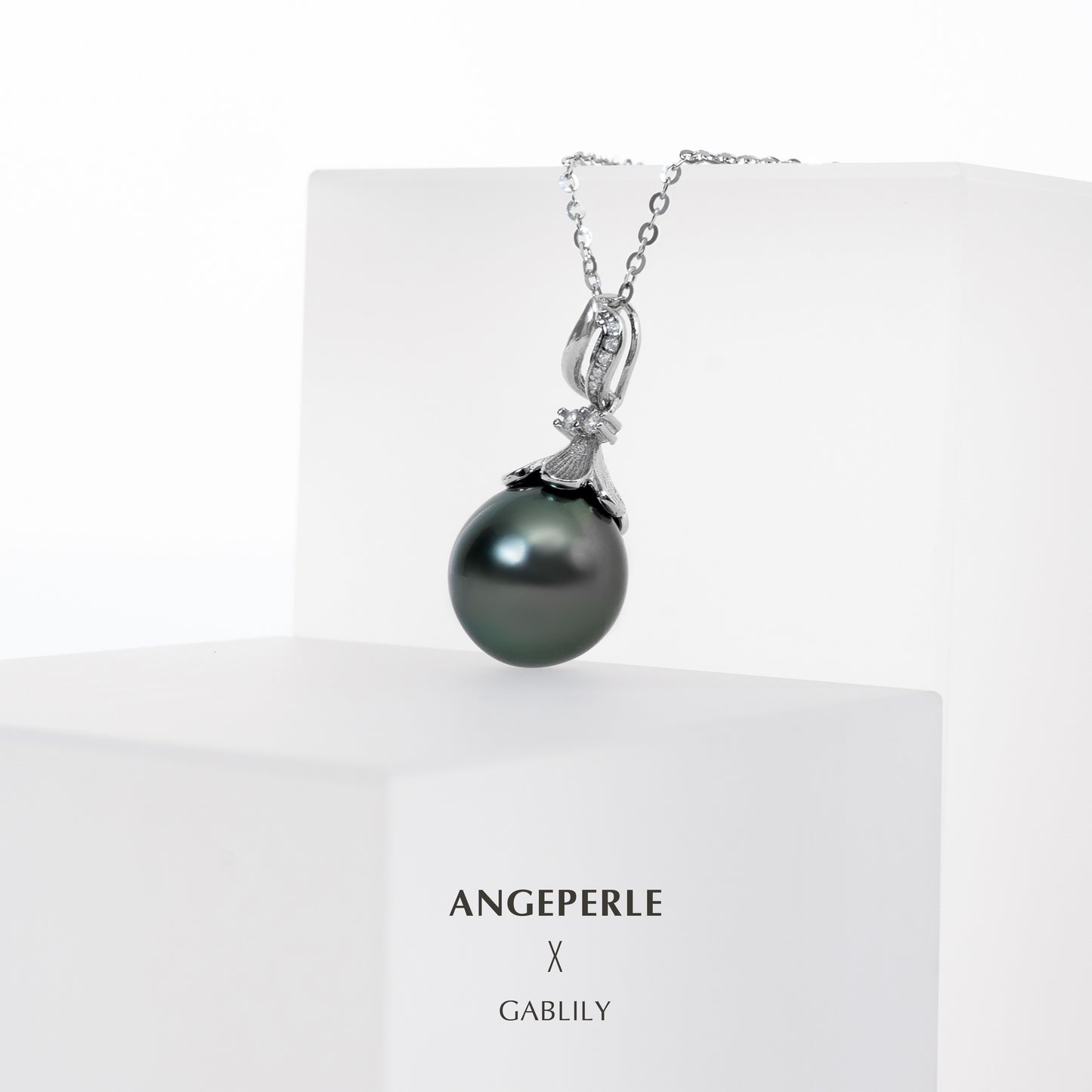 Cultured Tahitian Drop-Shaped Pearl Rhodium Over Sterling Silver Solitaire Pendant