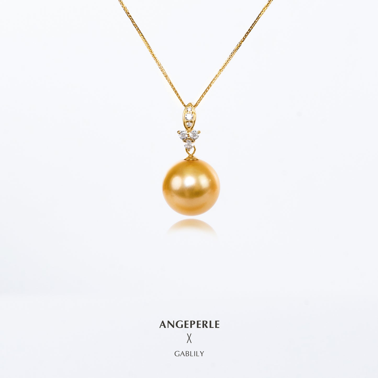 10-11mm Golden Cultured South Sea Flawless Pearl 18K Gold Solitaire Pendant by ANGEPERLE