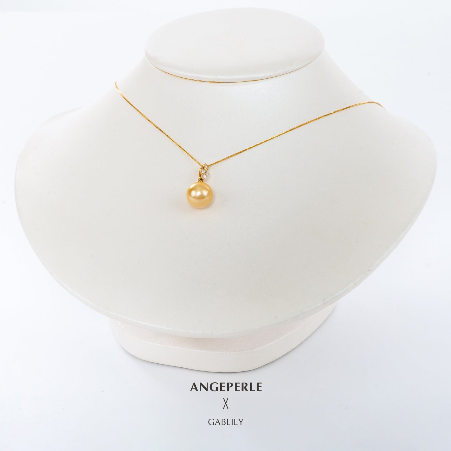 10-11mm Golden Cultured South Sea Flawless Pearl 18K Gold Solitaire Pendant by ANGEPERLE