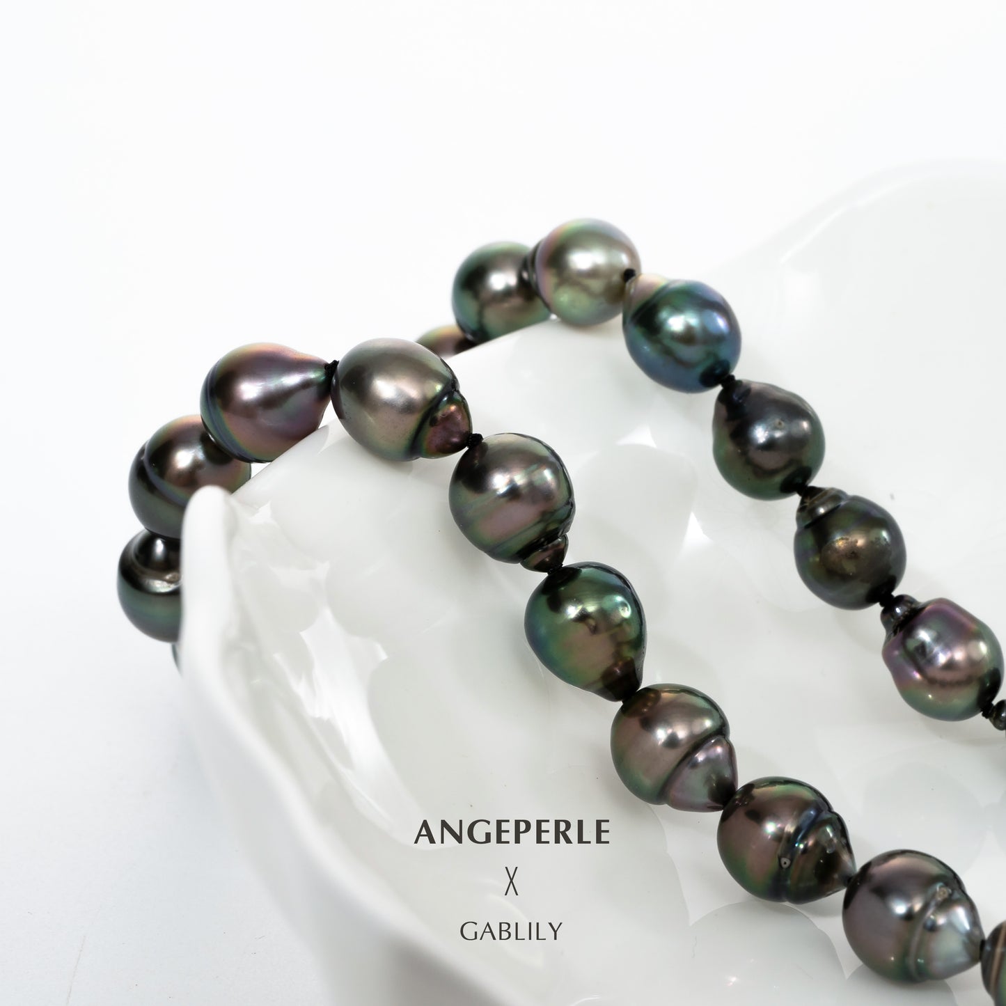 8-10mm Multi-Color Tahitian Baroque Pearl Strand Necklace with 10-11mm Perfect Drop Pendant