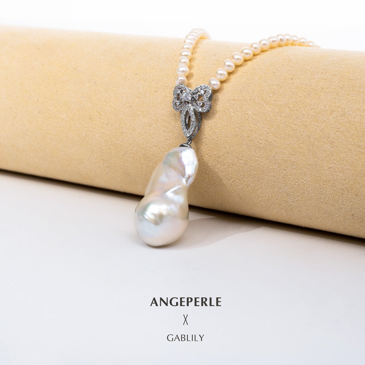 S925 Silver Baroque Pearl Pendant with Flawless 3.5-4mm Freshwater AK Pearls Necklace by ANGEPERLE